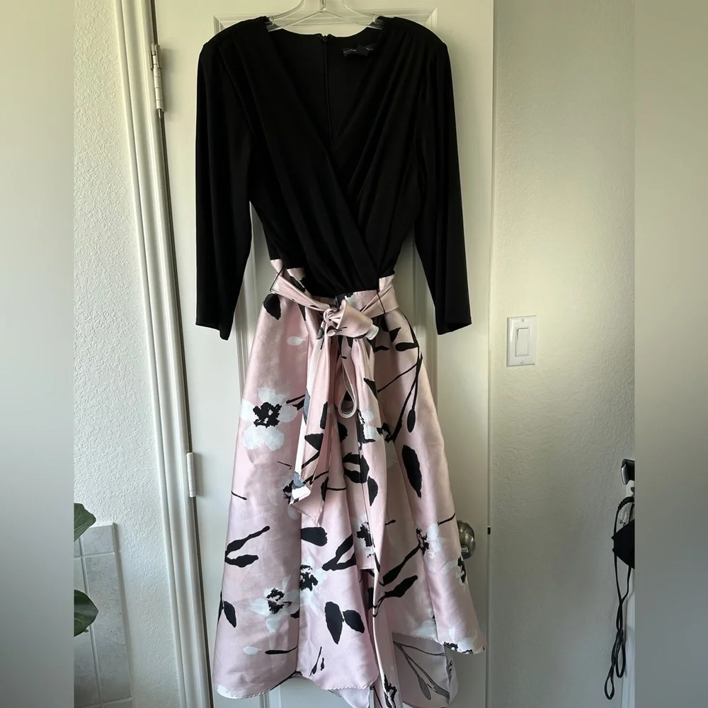 R&M Richards Black and Pink Floral Dress - Picture 2 of 7